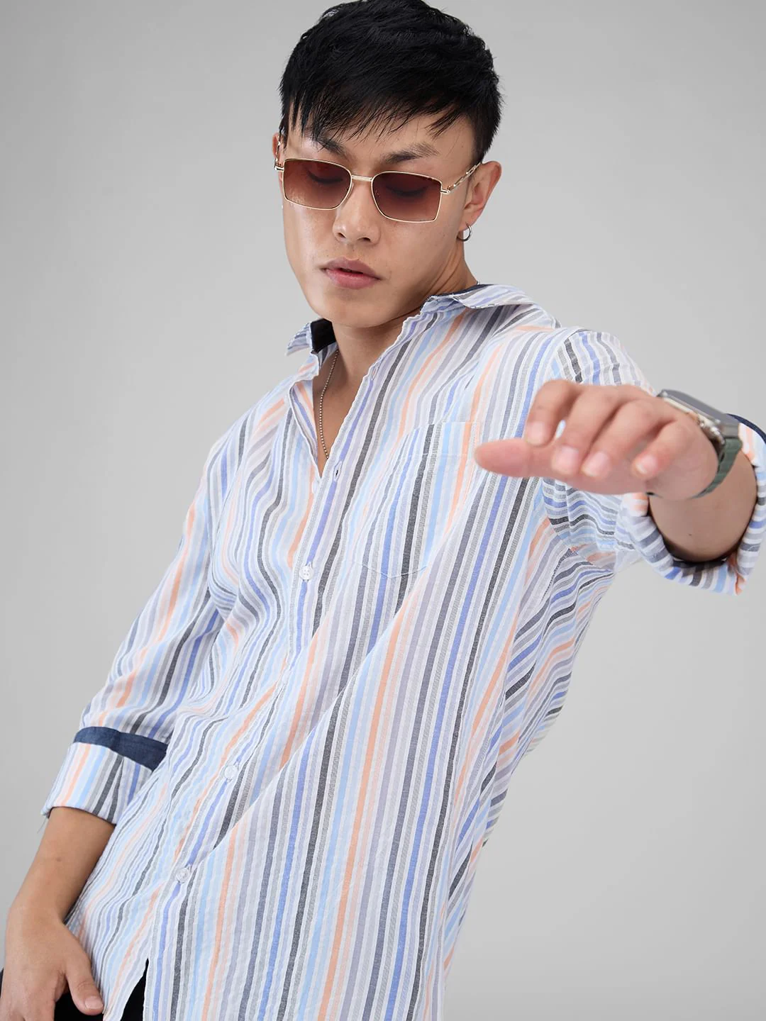 Multicolour Roman Striped Seersucker Shirt - Image 4