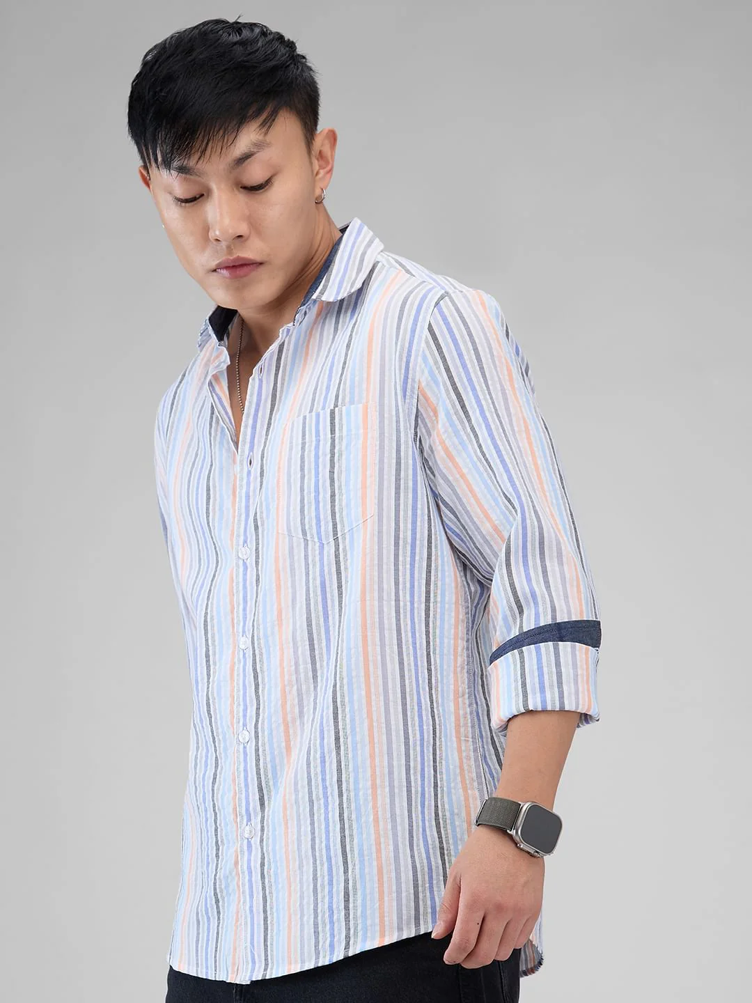 Multicolour Roman Striped Seersucker Shirt - Image 6