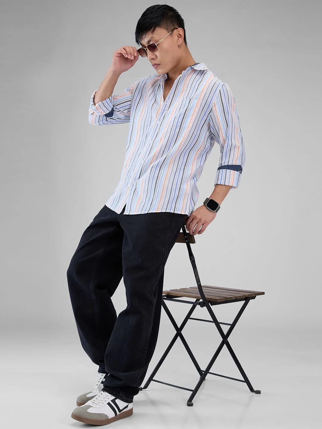 Multicolour Roman Striped Seersucker Shirt - Image 8