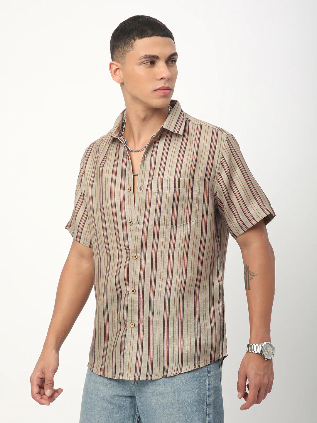 Multicolour Roman Striped Shirt - Image 5