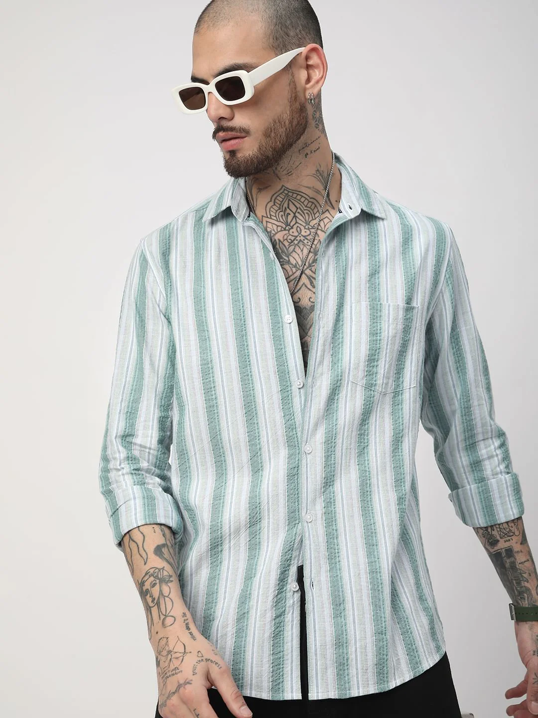 Multicolour Seersucker Striped Shirt - Image 2