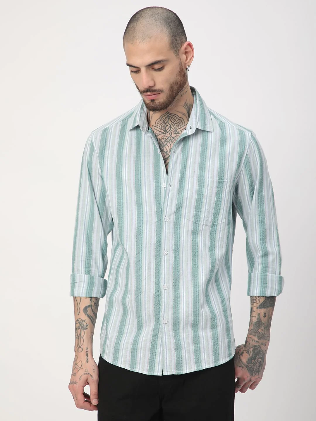 Multicolour Seersucker Striped Shirt - Image 5