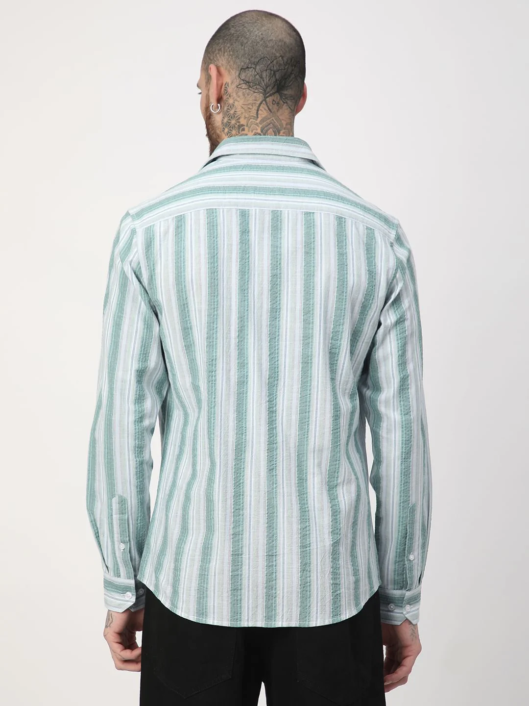 Multicolour Seersucker Striped Shirt - Image 6