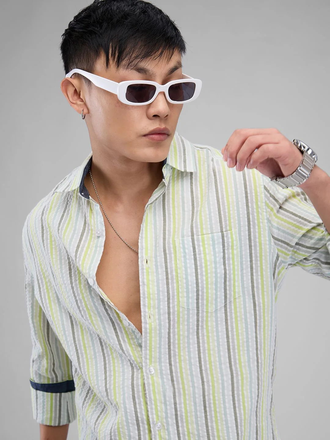 Multicolour Striped Seersucker Shirt - Image 2