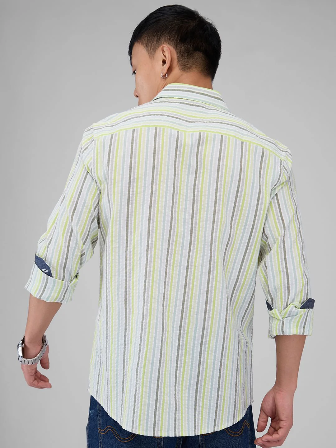 Multicolour Striped Seersucker Shirt - Image 7