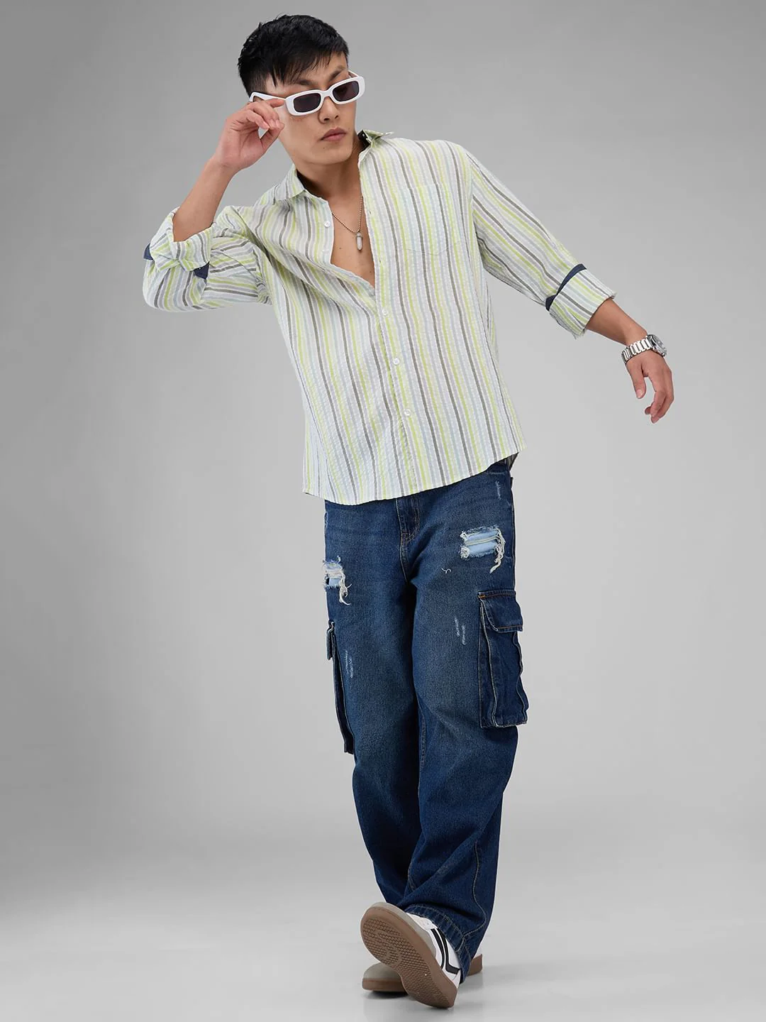 Multicolour Striped Seersucker Shirt - Image 8