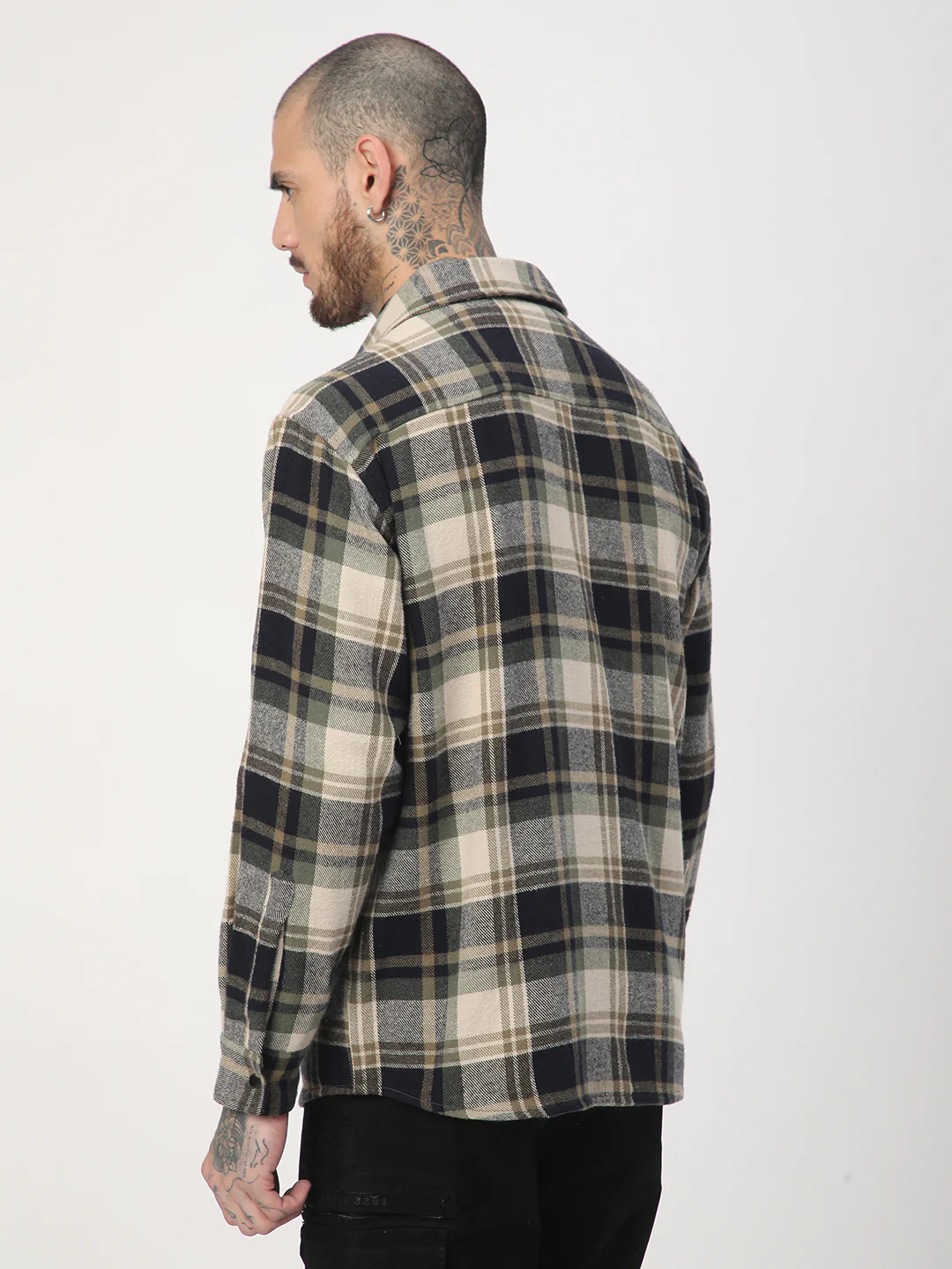 Multicolour Tartan Checked Double Pocket Flannel Shirt - Image 7