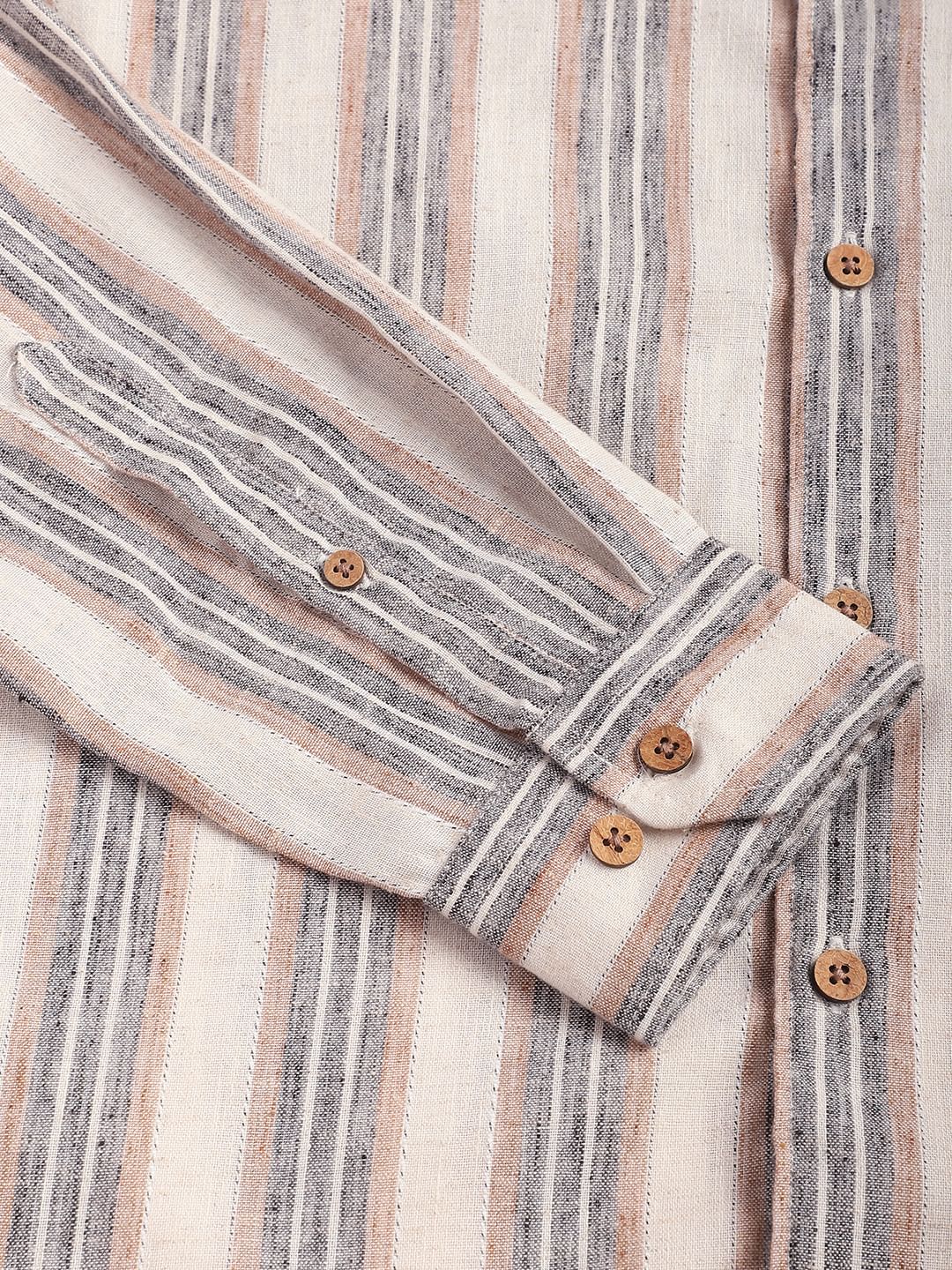 Multicolour Ticking Stripe Linen Blend Shirt - Image 3