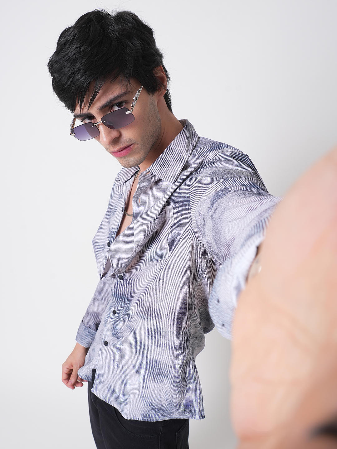 Multicolour Tie & Dye Printed Creased Shirt - Image 2