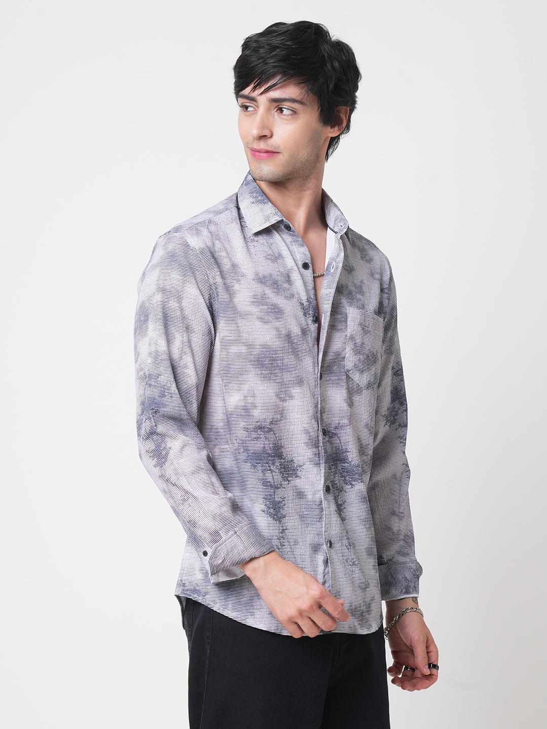 Multicolour Tie & Dye Printed Creased Shirt - Image 6