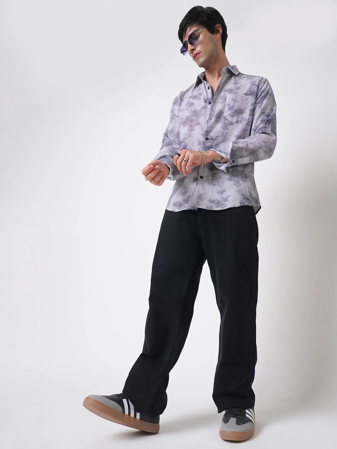 Multicolour Tie & Dye Printed Creased Shirt - Image 8