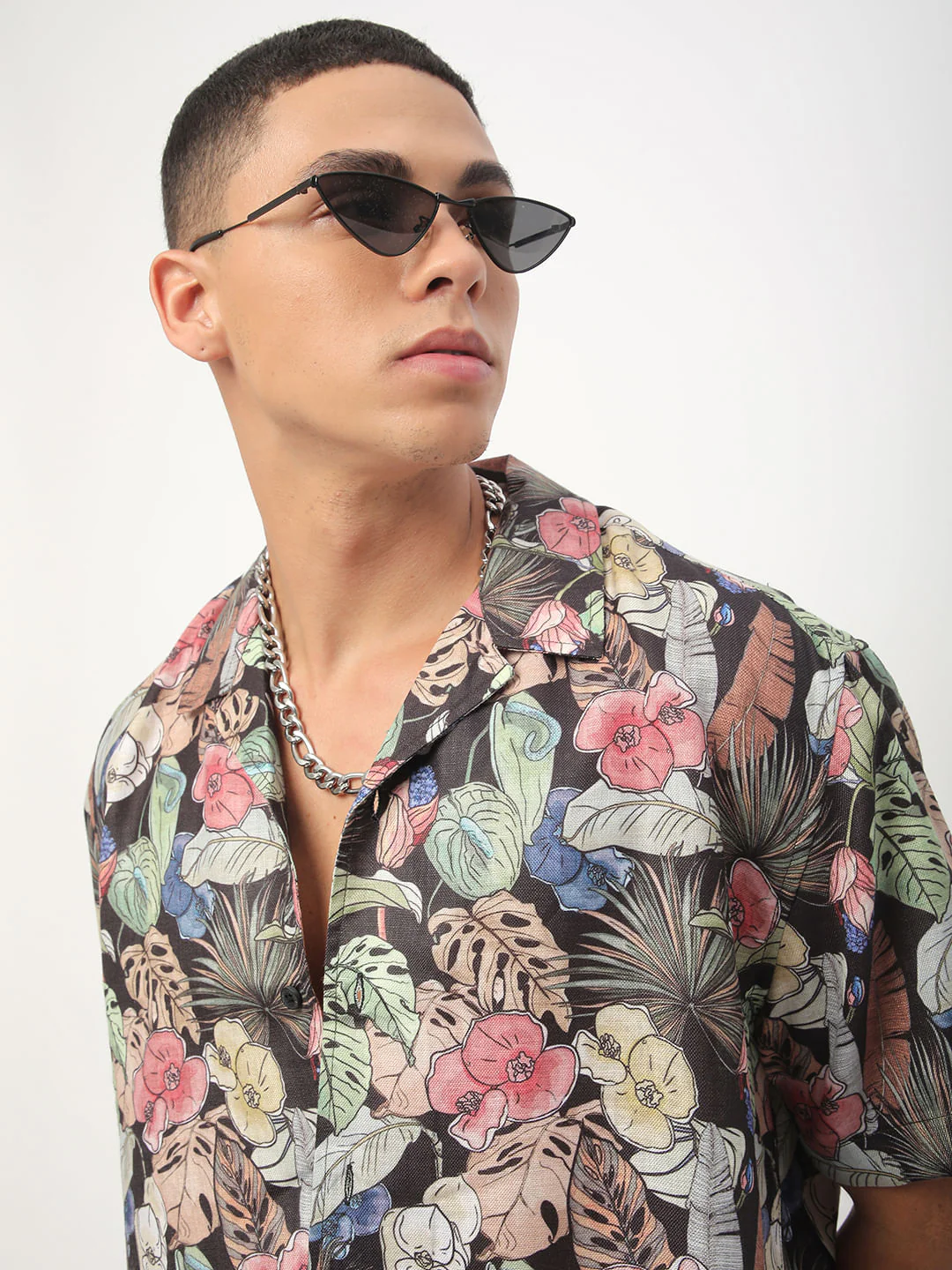 Multicolour Tropical Printed Oversized Shirt - Image 3