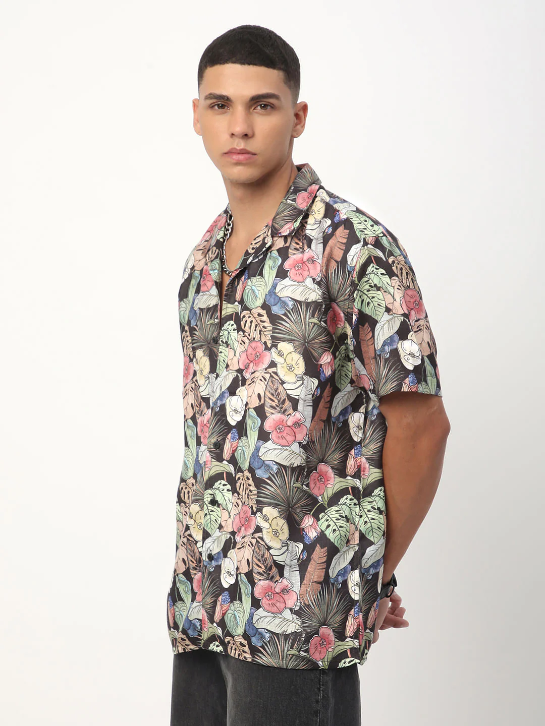 Multicolour Tropical Printed Oversized Shirt - Image 6
