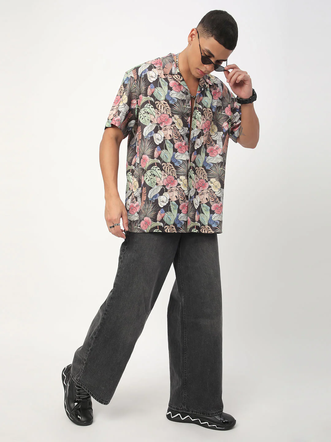 Multicolour Tropical Printed Oversized Shirt - Image 8