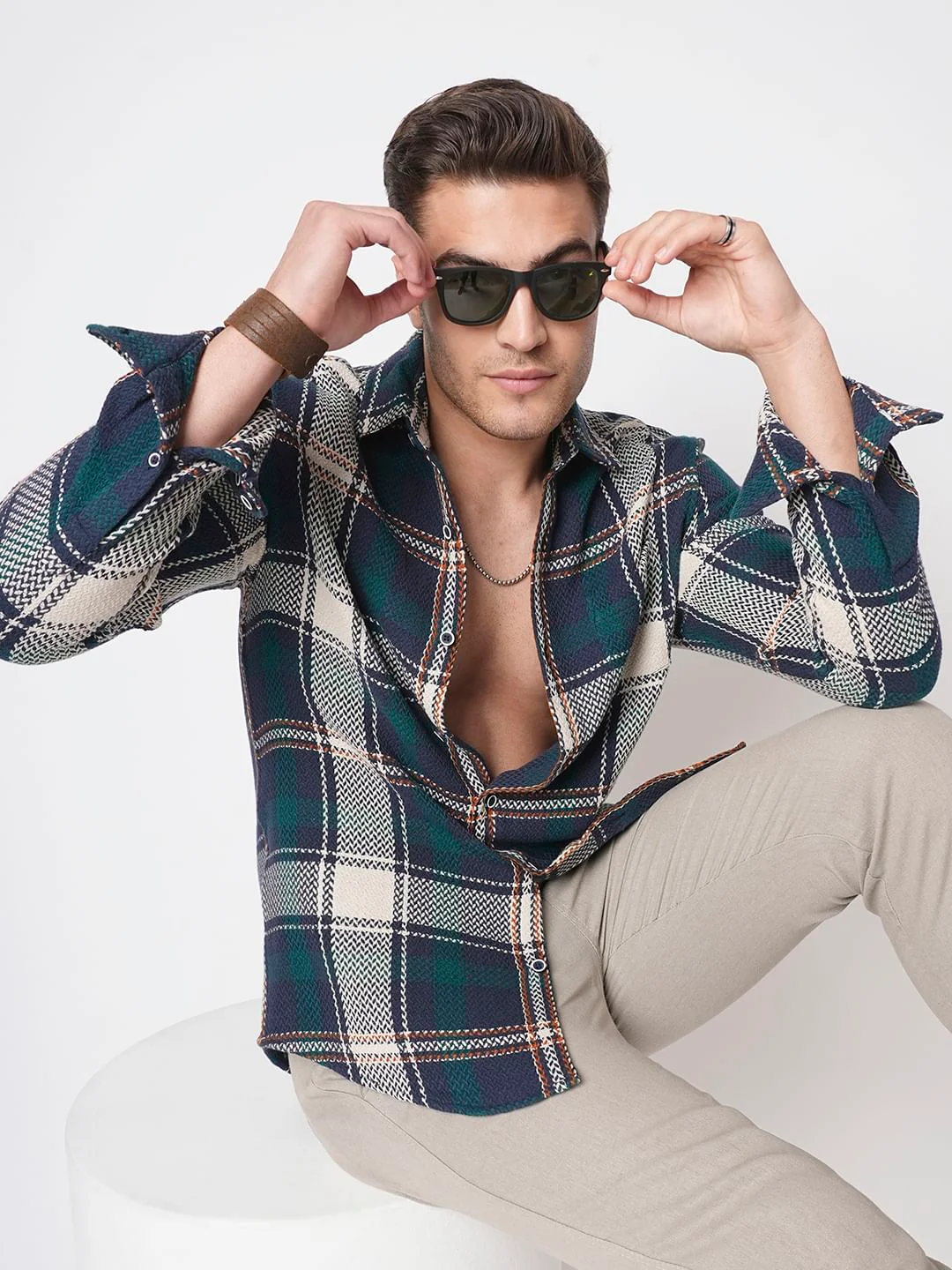 Multicolour Tweed Checks Flannel Shirt - Image 2