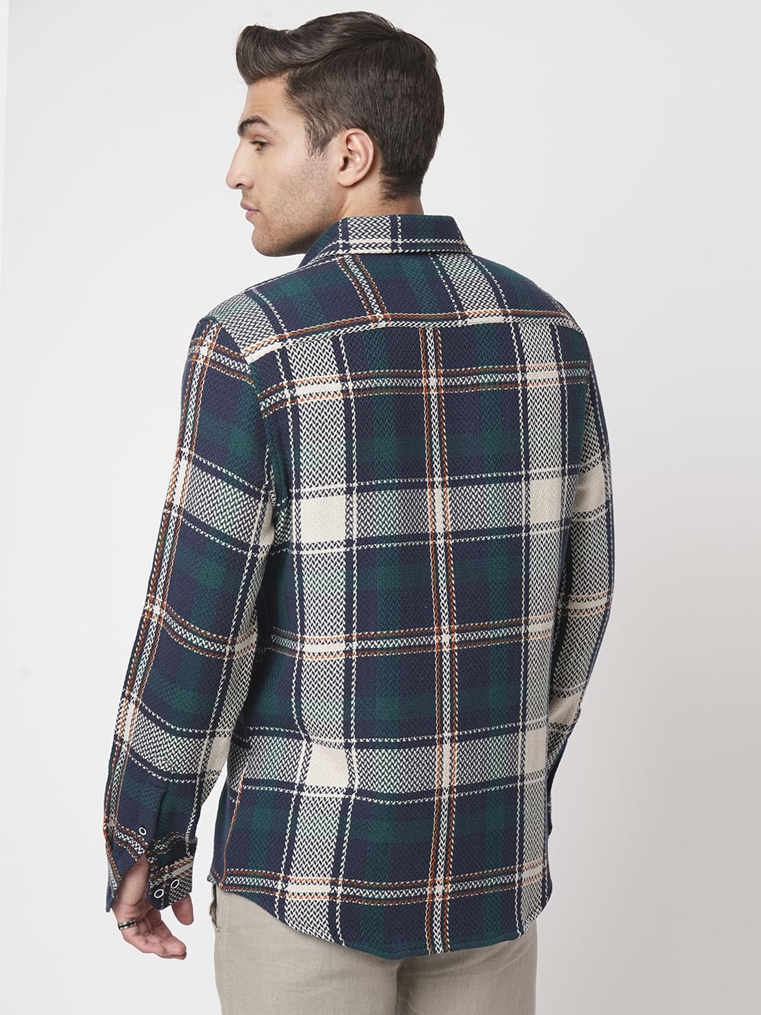 Multicolour Tweed Checks Flannel Shirt - Image 6