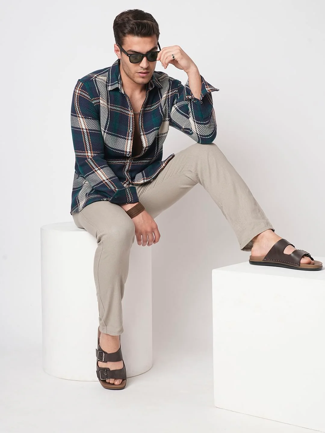 Multicolour Tweed Checks Flannel Shirt - Image 7