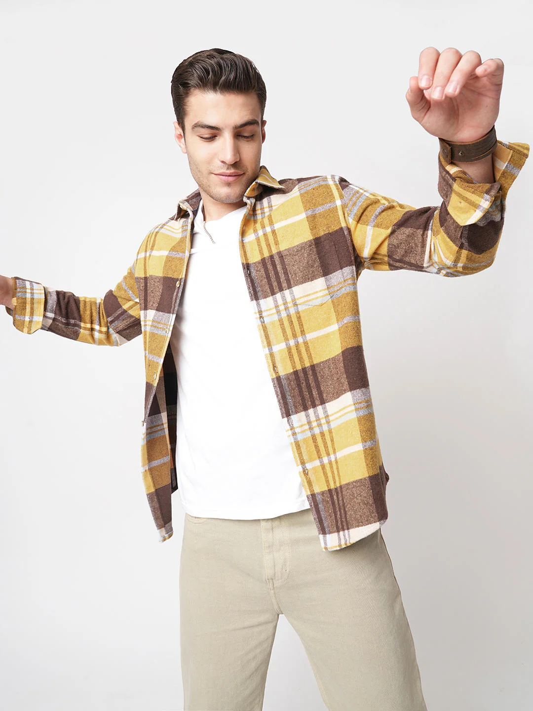 Mustard & Brown Flannel Checked Shirt - Image 4