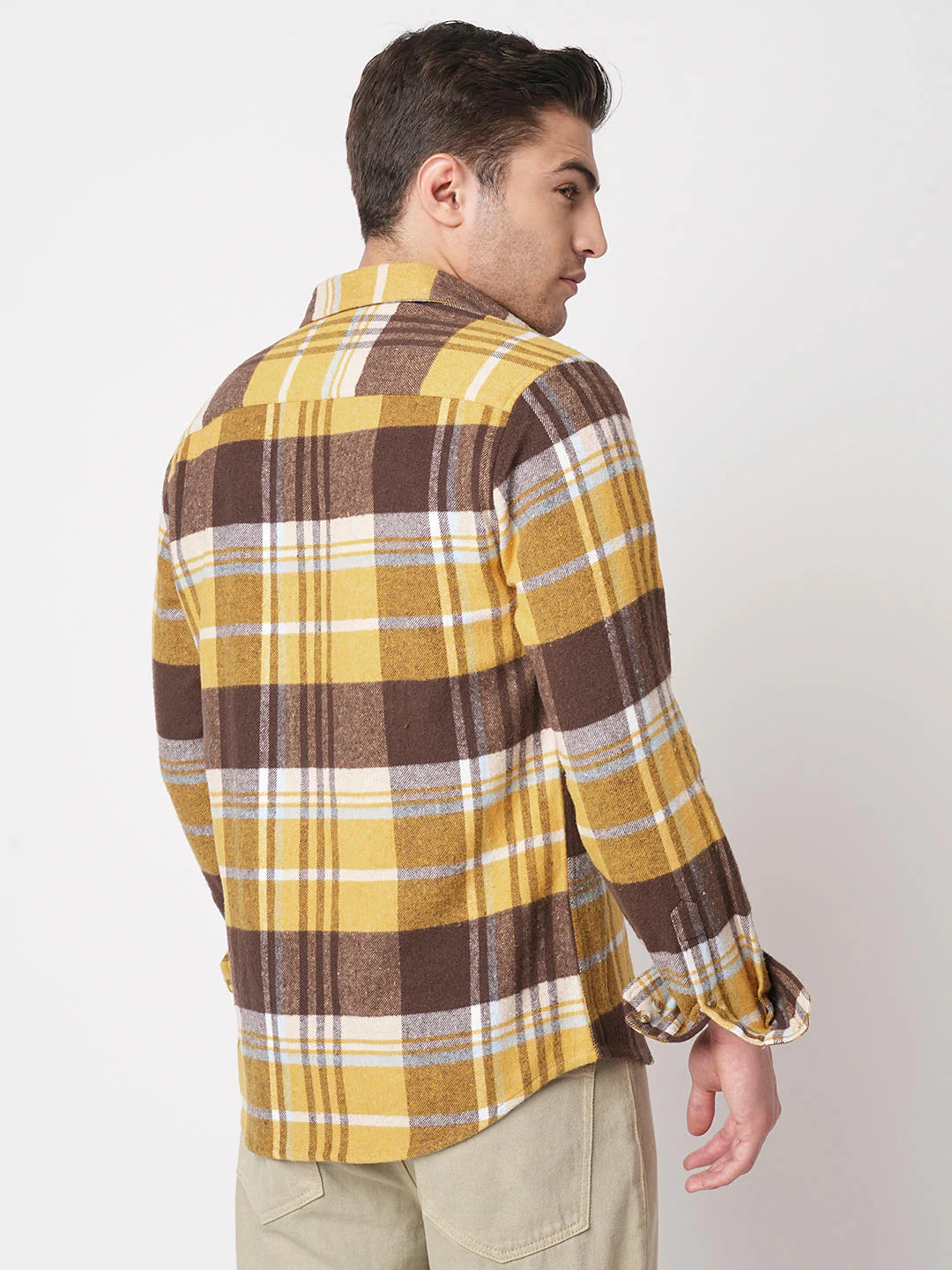 Mustard & Brown Flannel Checked Shirt - Image 7