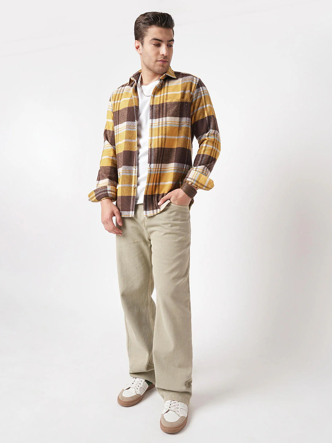 Mustard & Brown Flannel Checked Shirt - Image 8