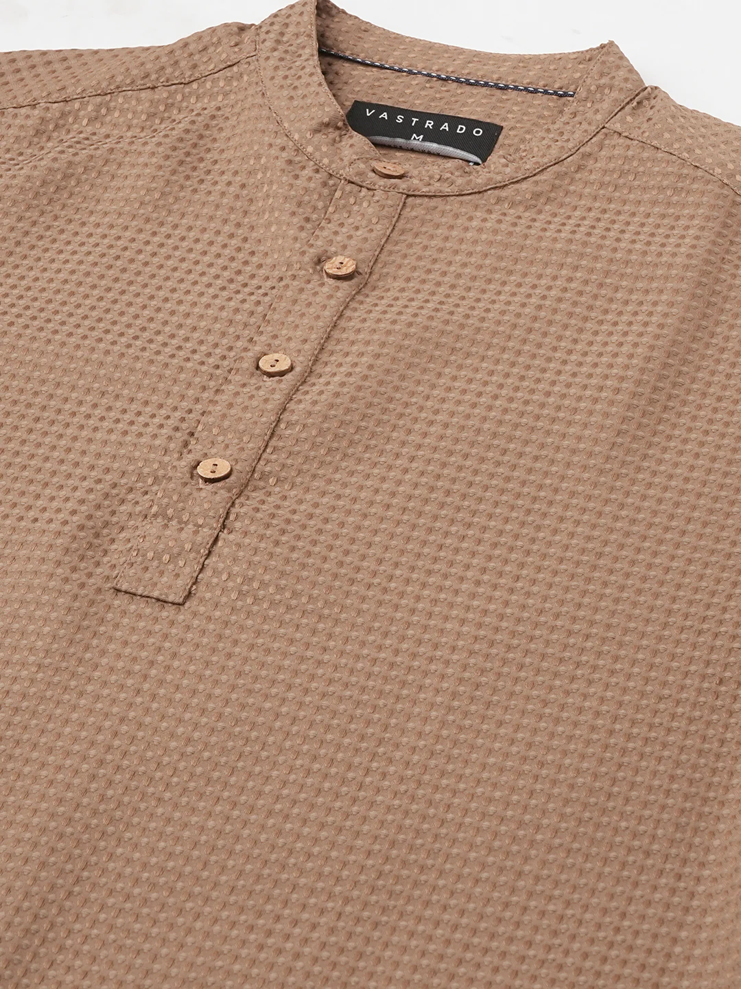 Muted Brown Dot Embossed Kurta - Image 4