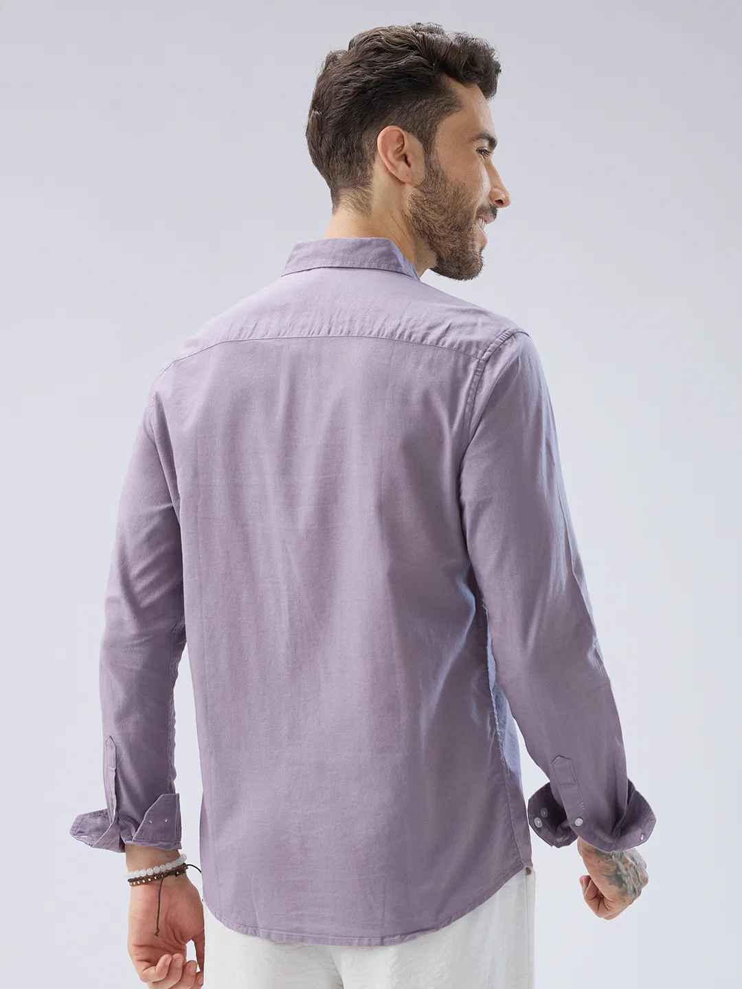 Muted Mauve Slub Textured Shirt - Image 8