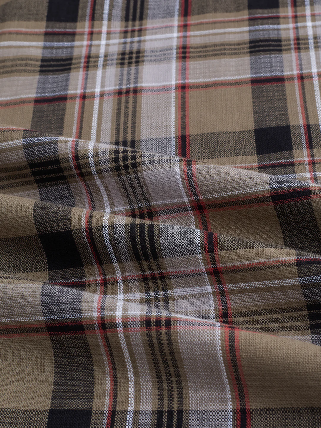 Muted Olive Plaid Checks Boxy Fit Crop Shirt - Image 3