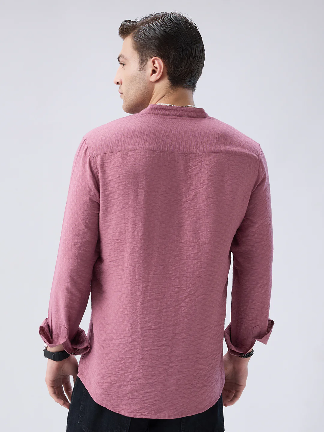 Mystic Pink Block Weave Jacquard Kurta - Image 6