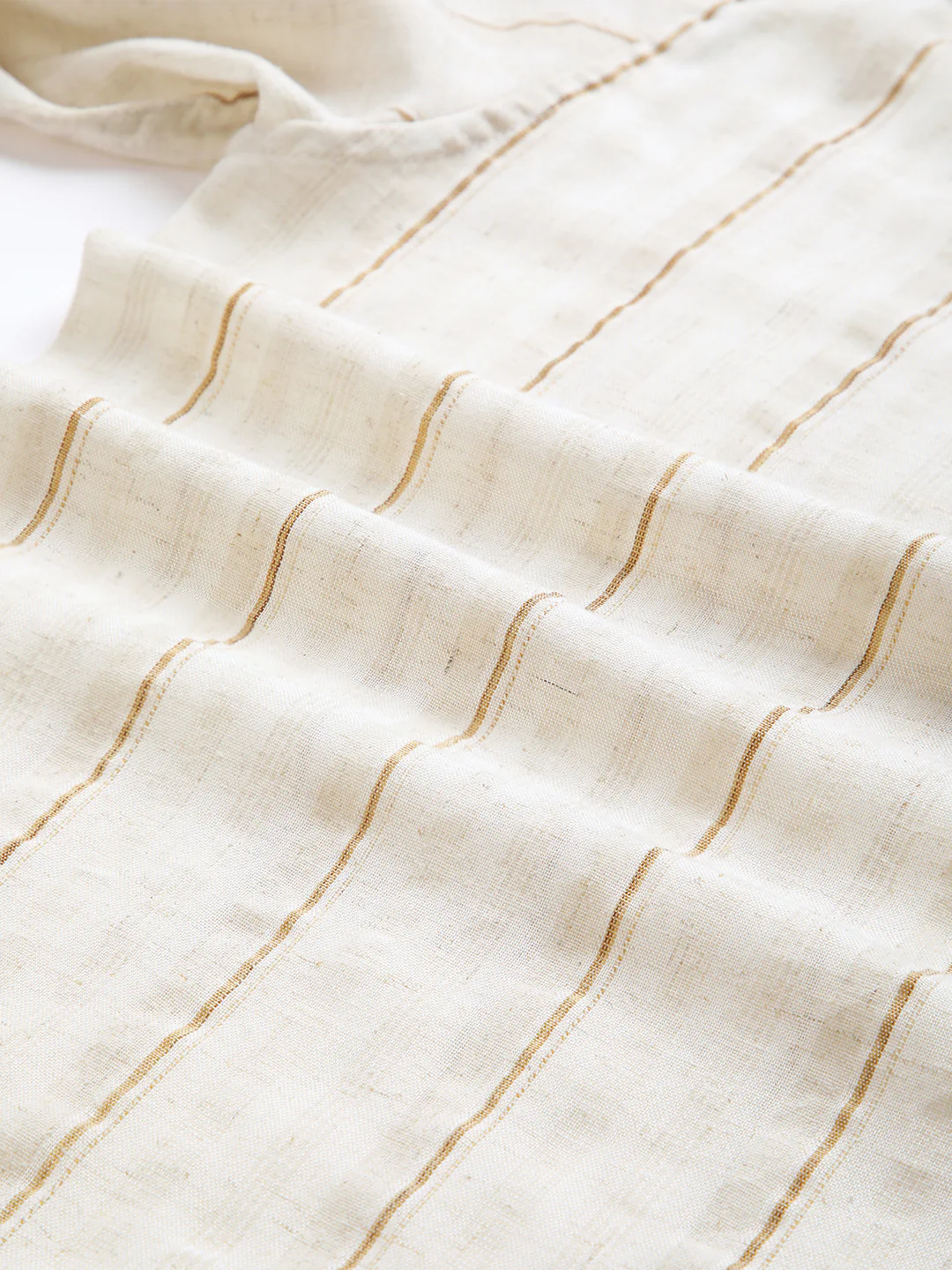 Natural Beige Contrast Linen Blend Stripe Shirt - Image 9