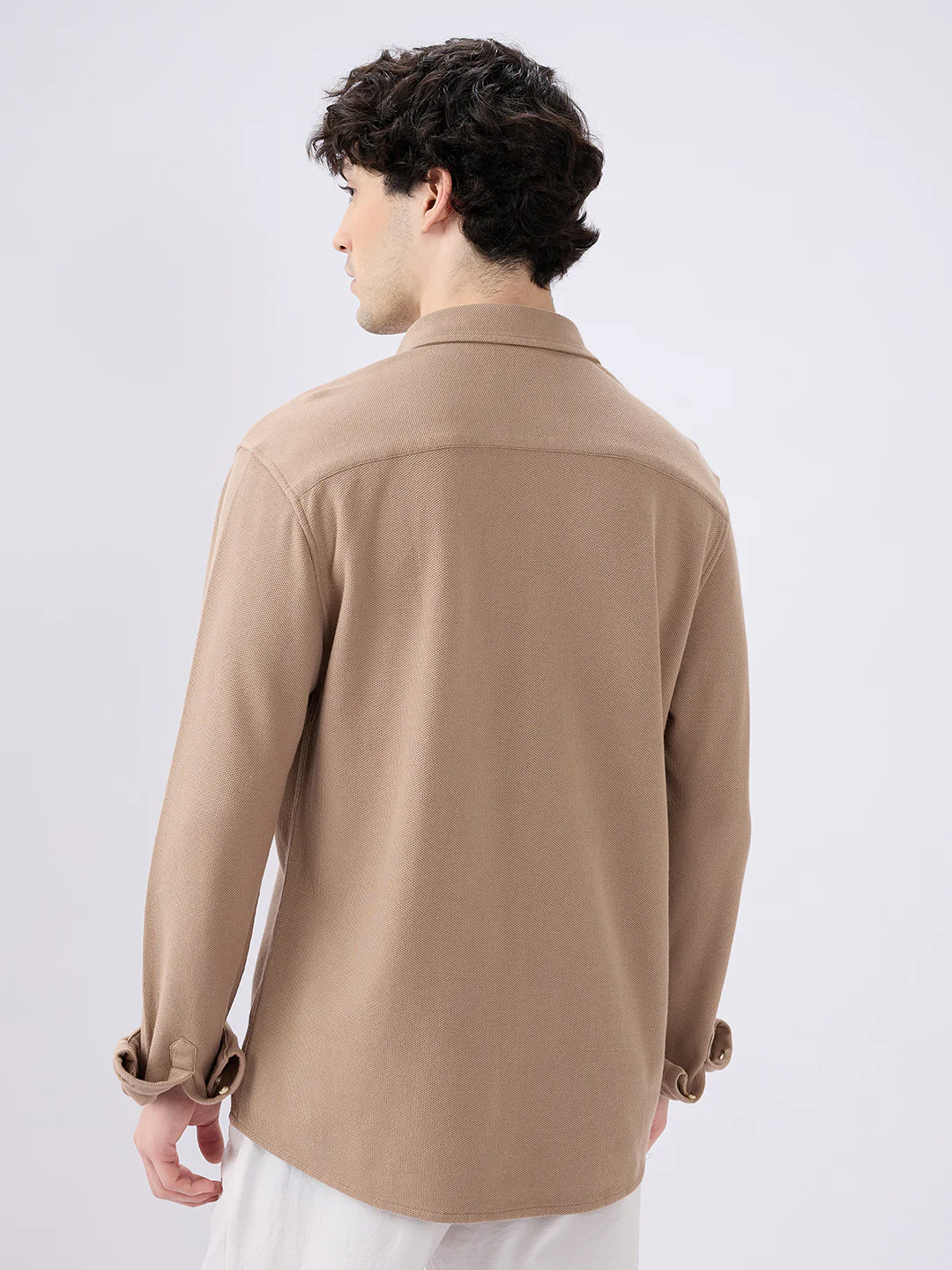 Natural Khaki Soft Weave Knit Shirt - Image 6