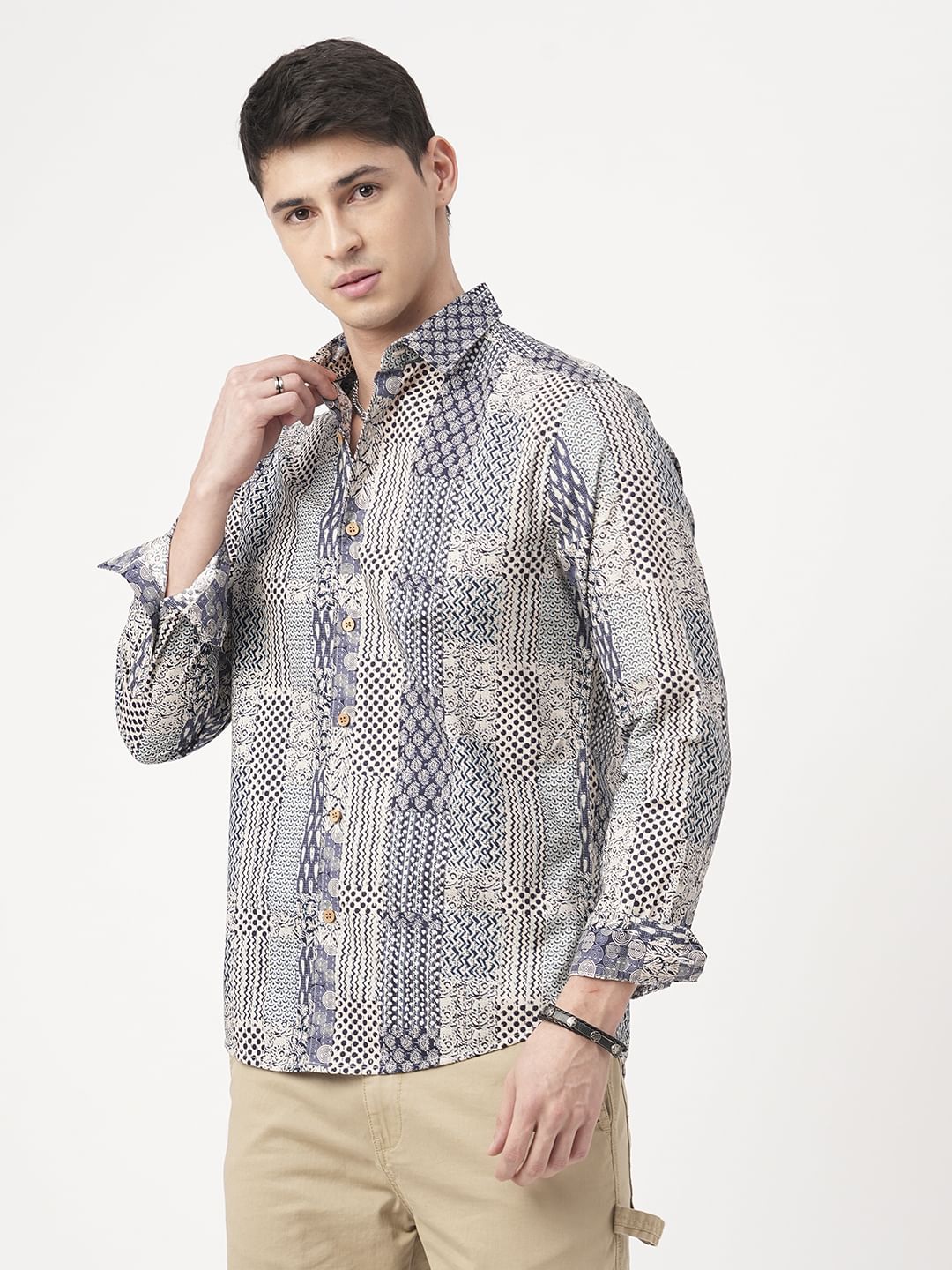 Navy Blue Kalamkari Printed Shirt - Image 6