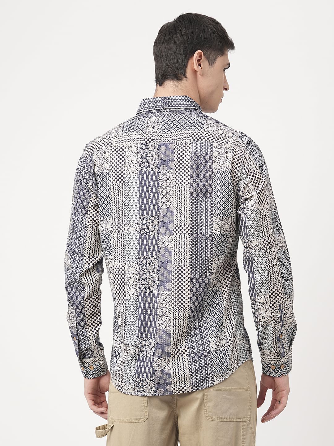 Navy Blue Kalamkari Printed Shirt - Image 7