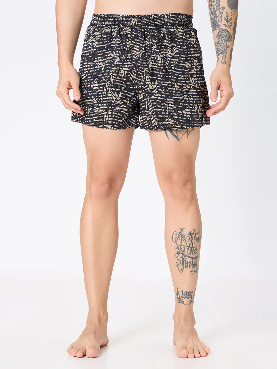 Navy Cosmic Grid & Black Graphic Printed Boxers - Image 2