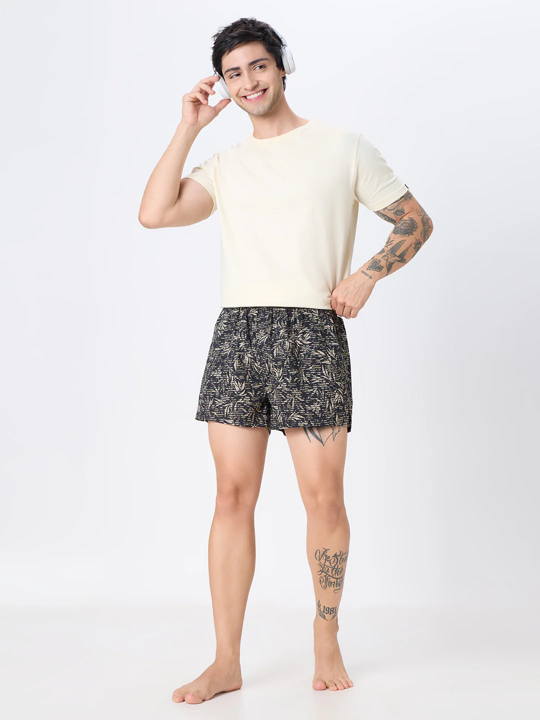 Navy Cosmic Grid & Black Graphic Printed Boxers - Image 8
