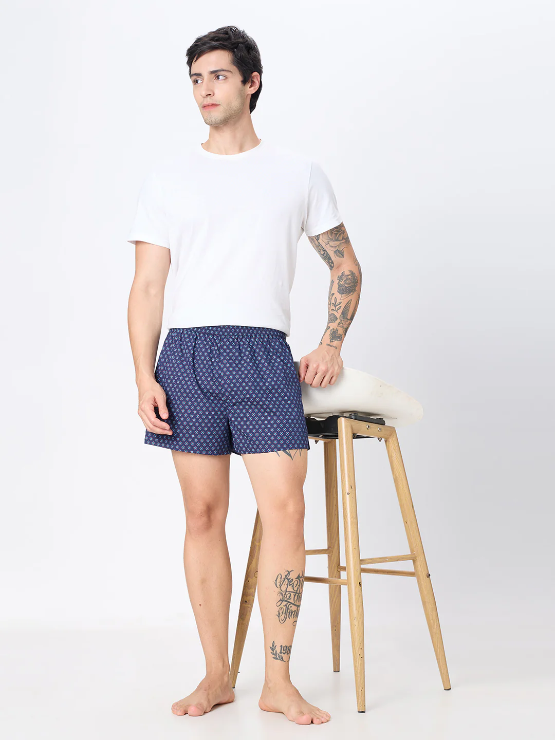 Navy Cosmic Grid & Black Graphic Printed Boxers - Image 9