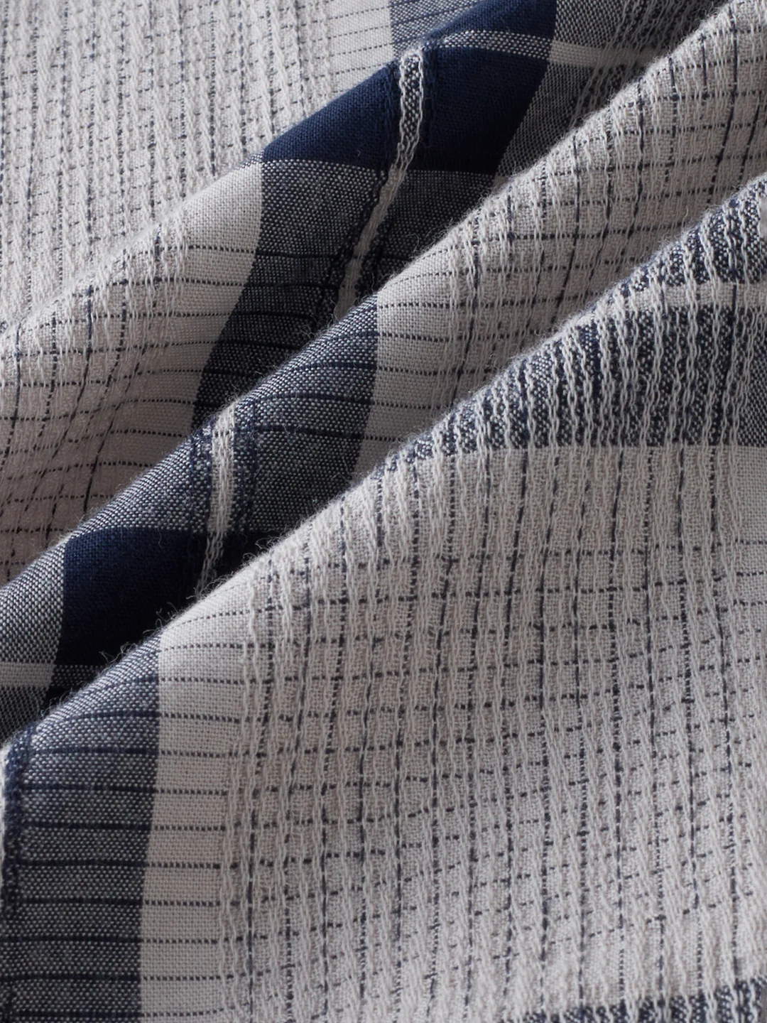 Navy Echo Box Jacquard Checked Shirt - Image 9