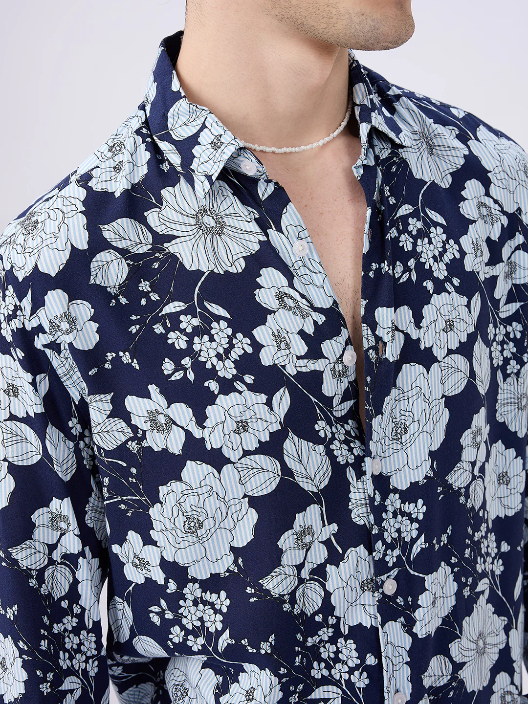 Navy Floral Escape Holiday Shirt - Image 3