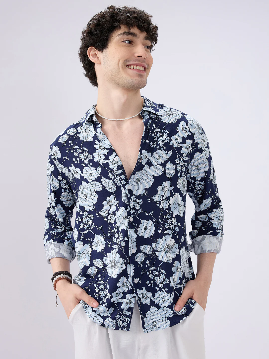 Navy Floral Escape Holiday Shirt - Image 4