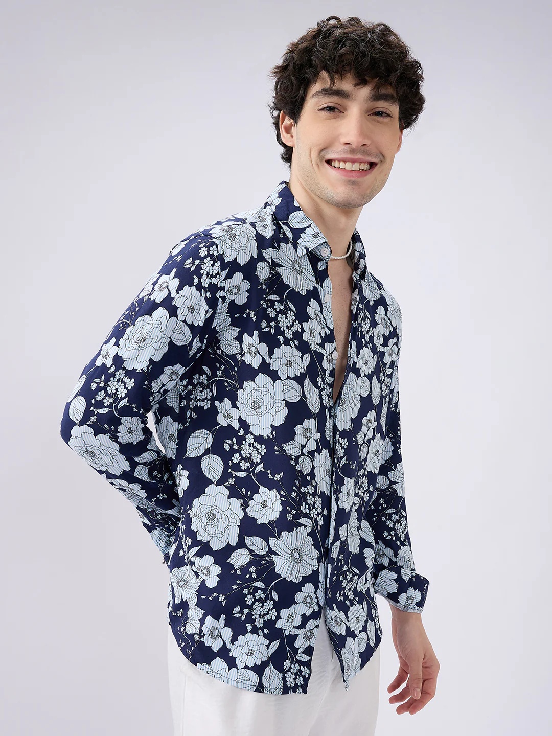 Navy Floral Escape Holiday Shirt - Image 5