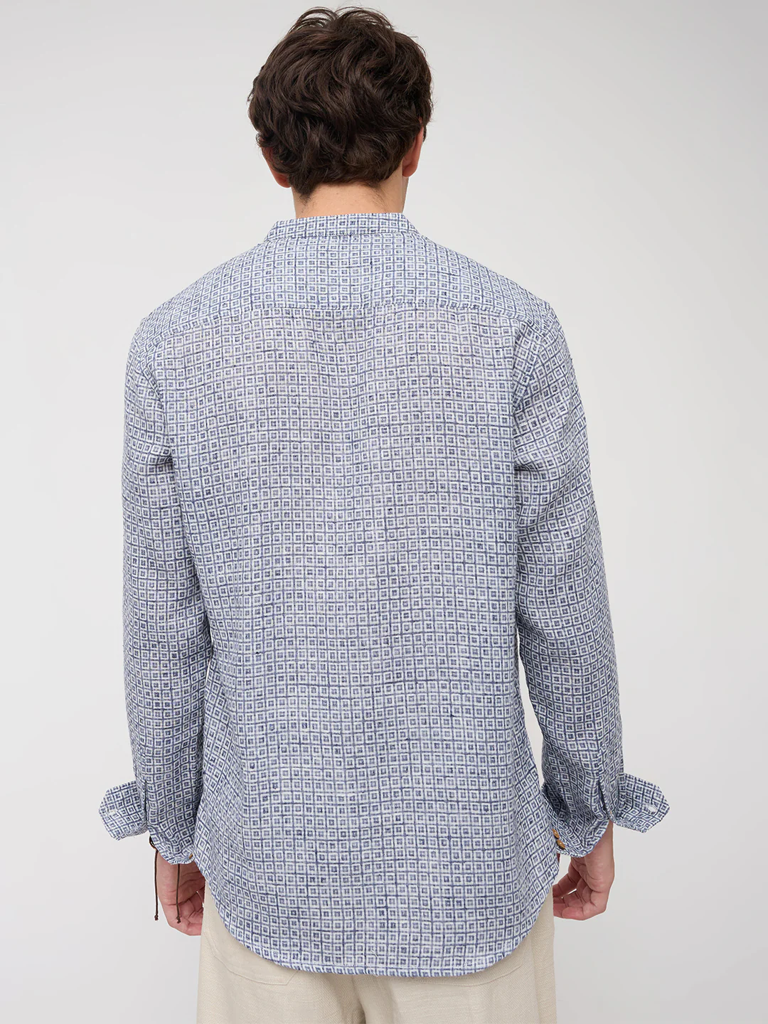 Navy Geometric Maze Textured Kurta - Image 7