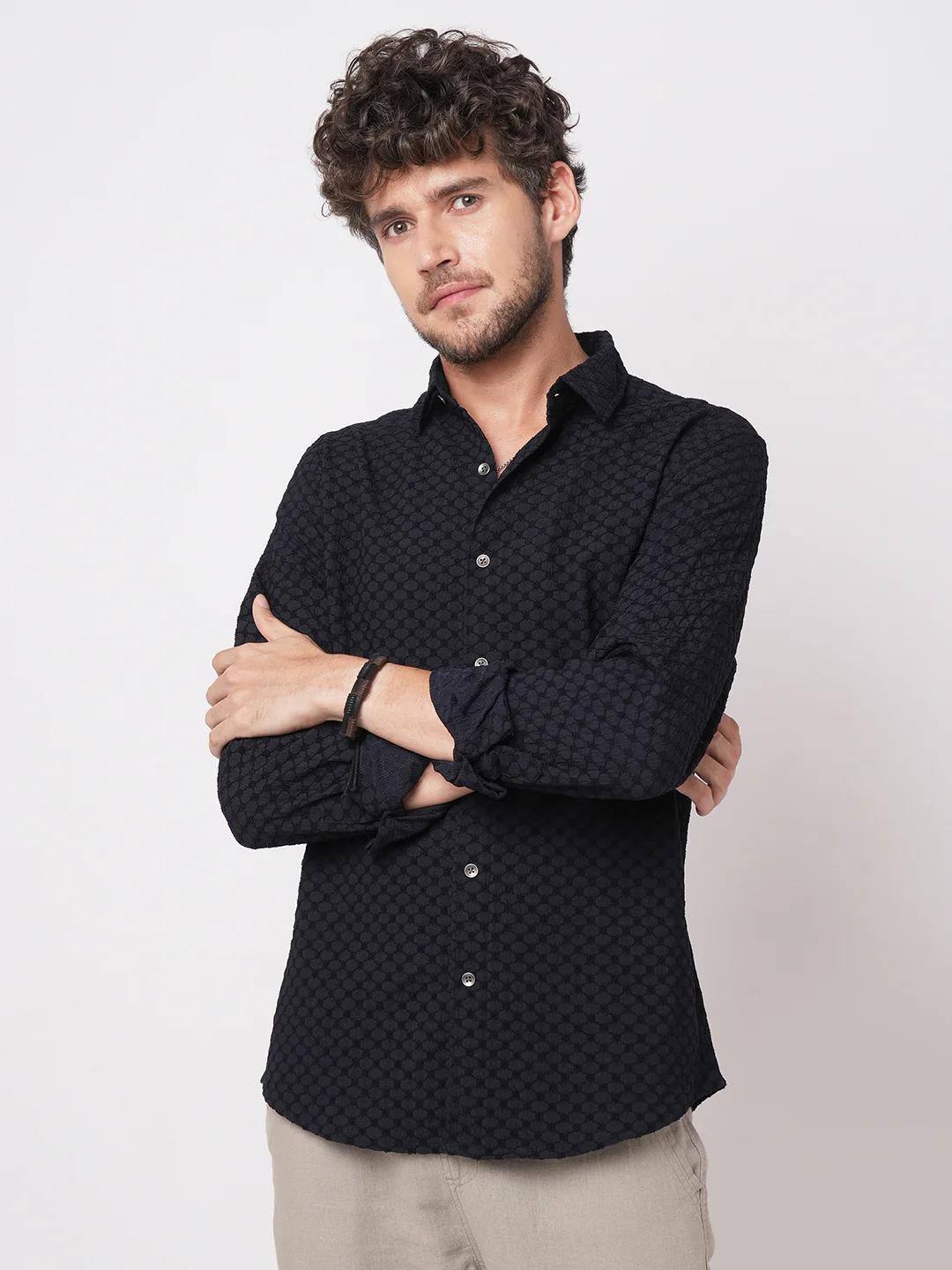 Classic Navy Textured Shirt - Image 5