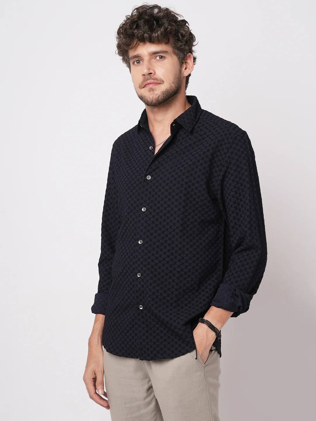 Classic Navy Textured Shirt - Image 6