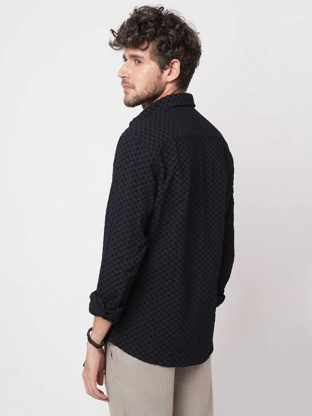 Classic Navy Textured Shirt - Image 7