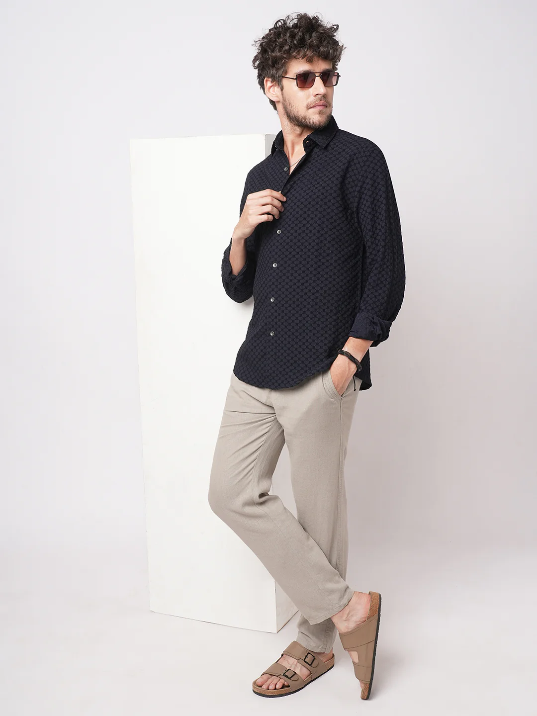 Classic Navy Textured Shirt - Image 8