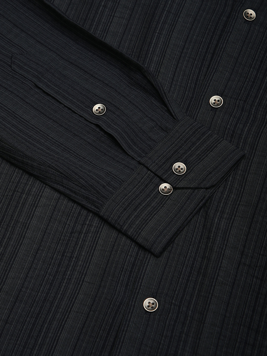 Navy Pencil Stripes Mandarin Shirt - Image 8