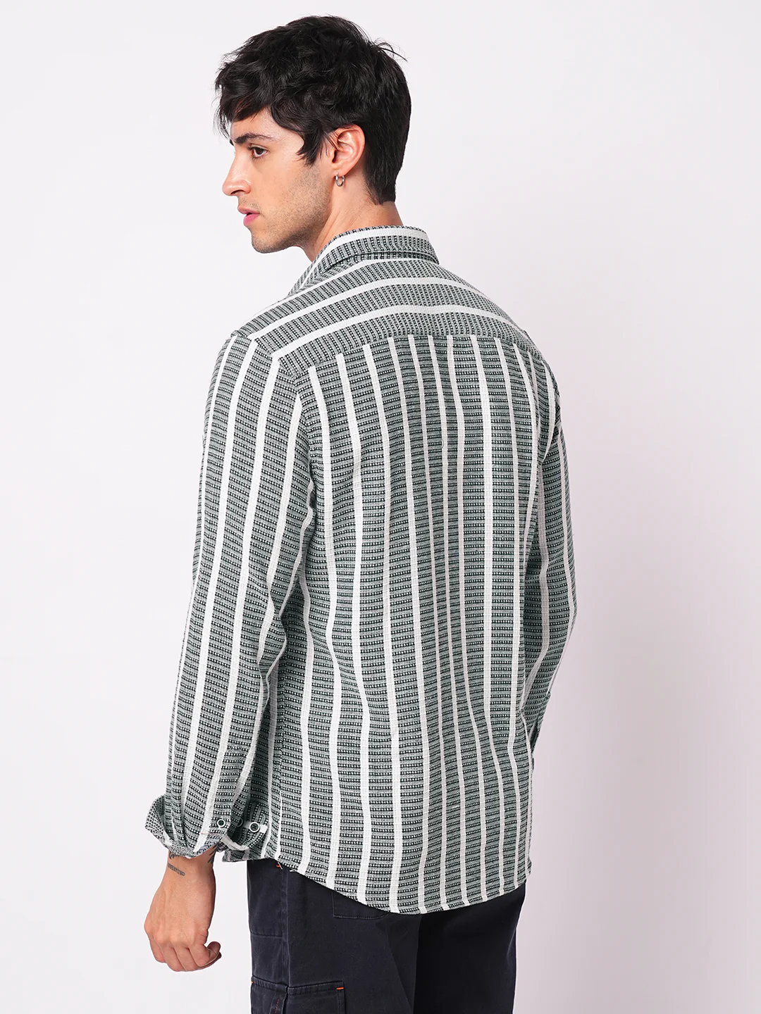Navy & White Dobby Striped Shirt - Image 6