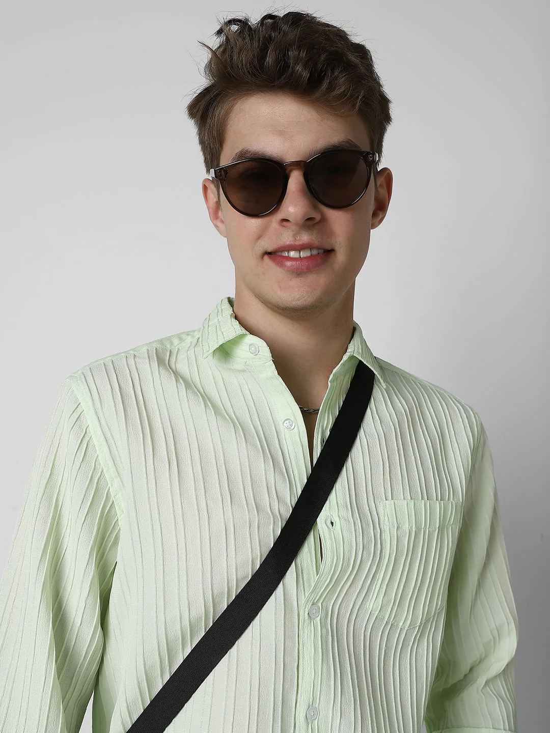 Neon Green Textured Line Shirt - Image 2