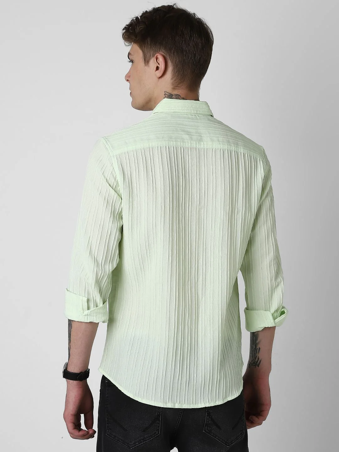 Neon Green Textured Line Shirt - Image 7