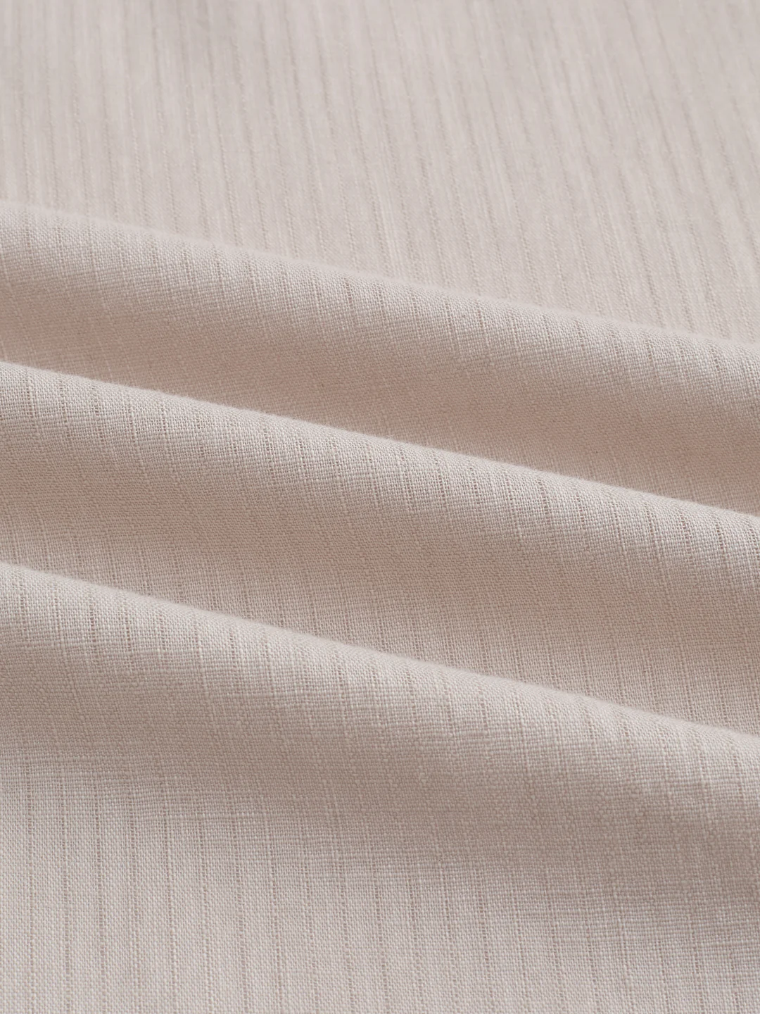 Neutral Beige Airy Slub Textured Boxy Fit Crop Shirt - Image 3