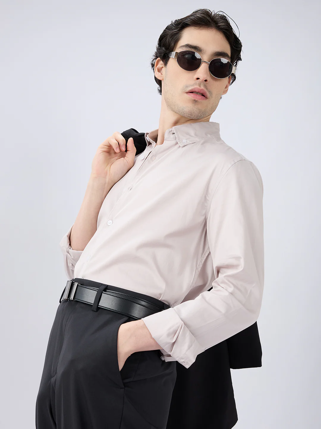 Neutral Grey Edit Satin Shirt - Image 2